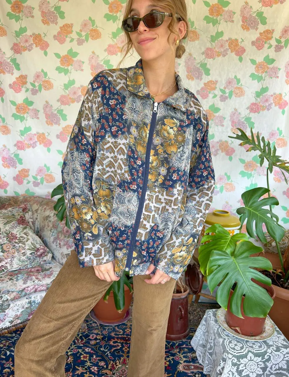 90's Printed Thin Bomber