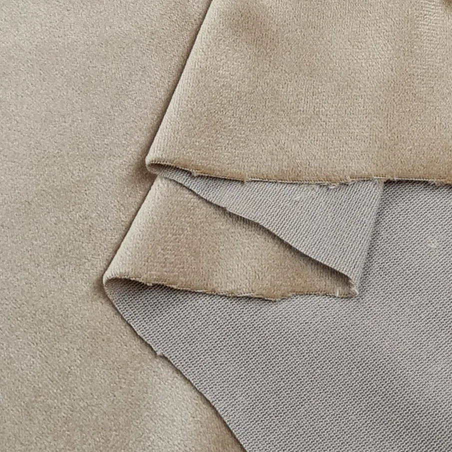 Beige Stretch Velour Fabric, priced by half metre