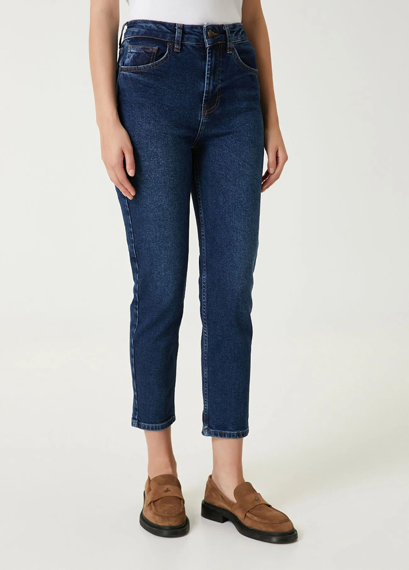 Beymen Club Dark Slim Mom Jeans Navy Blue