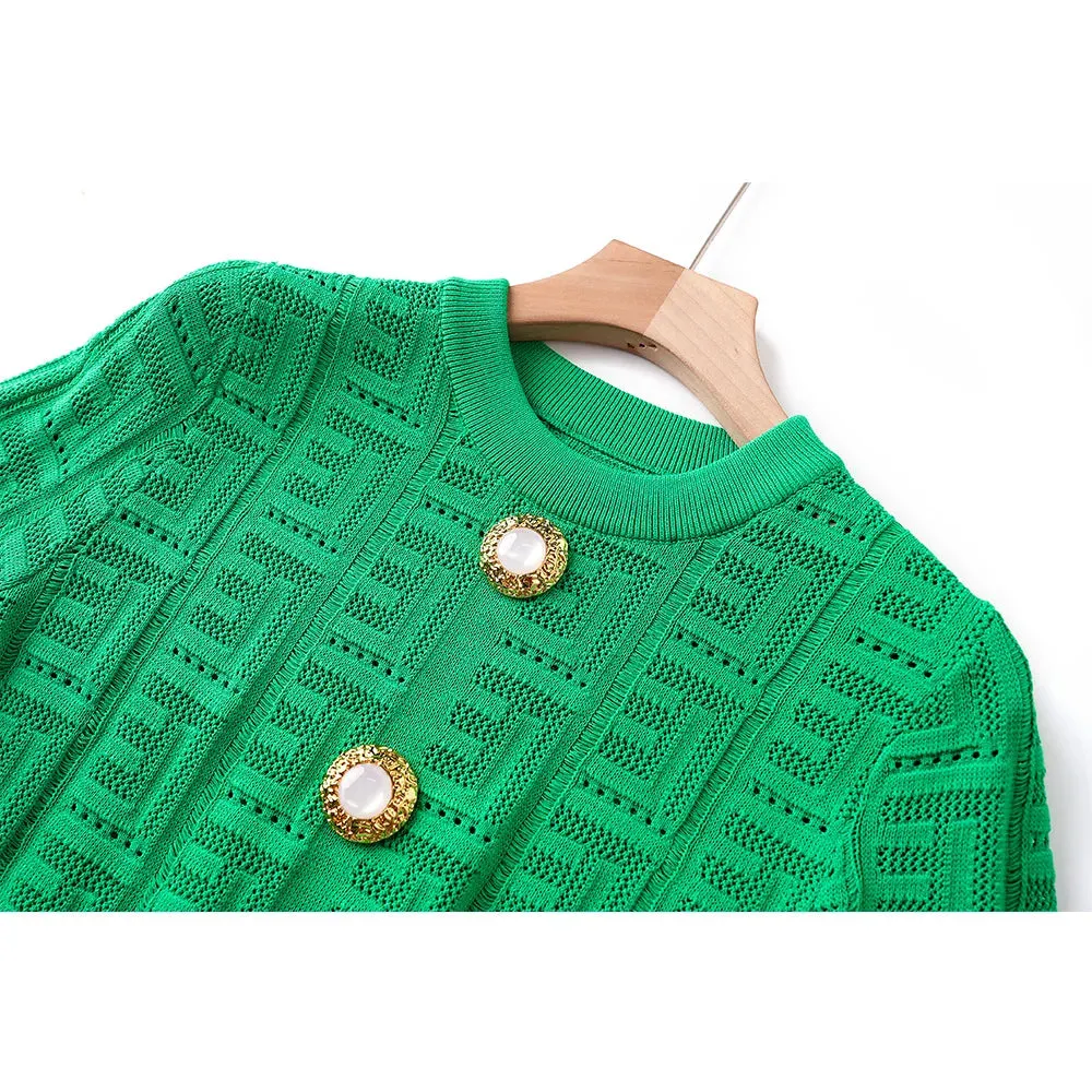 Big Buttons Thin Knitting Sweater