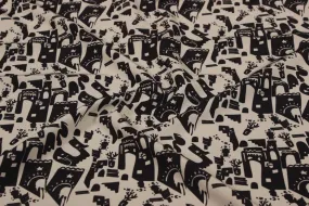 Black & White Printed Crepe Fabric