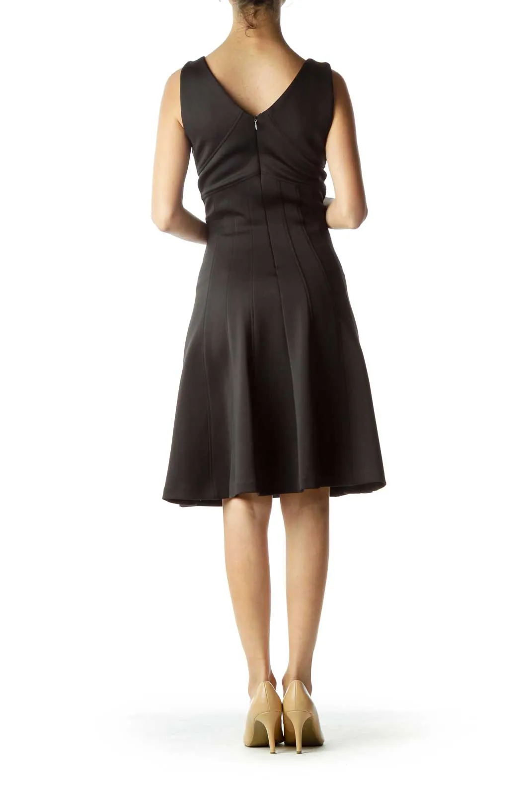 Black Classic V-Neck Cocktail Dress