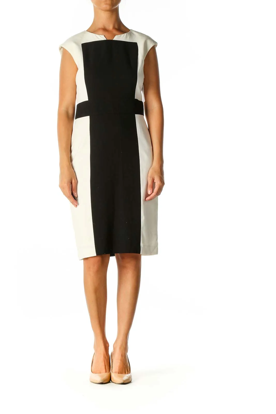 Black Colorblock Classic Sheath Dress