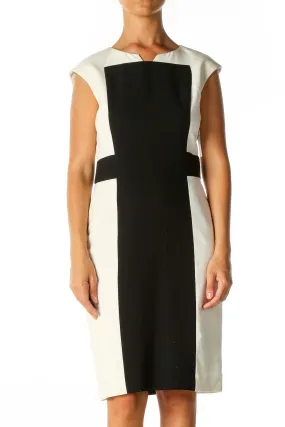 Black Colorblock Classic Sheath Dress