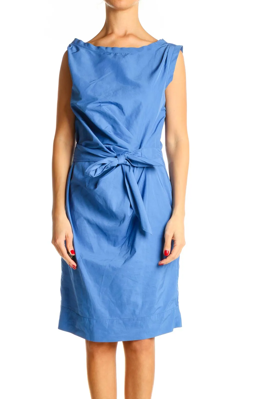 Blue Classic Tie Sheath Dress