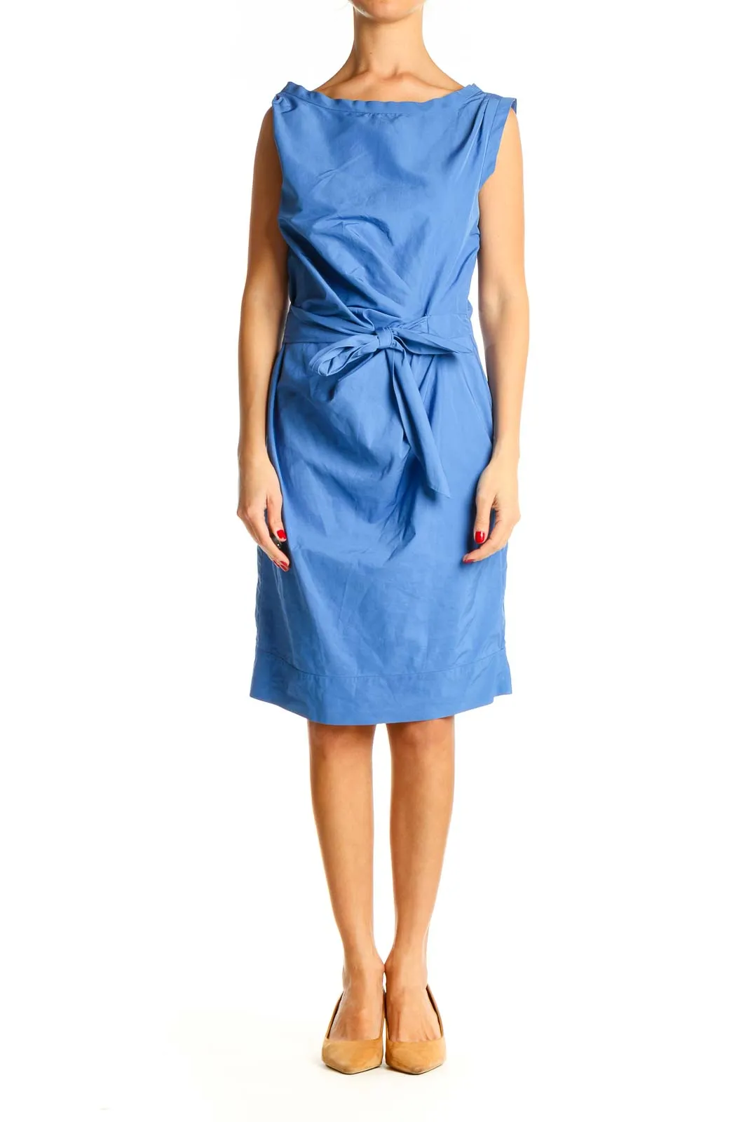 Blue Classic Tie Sheath Dress