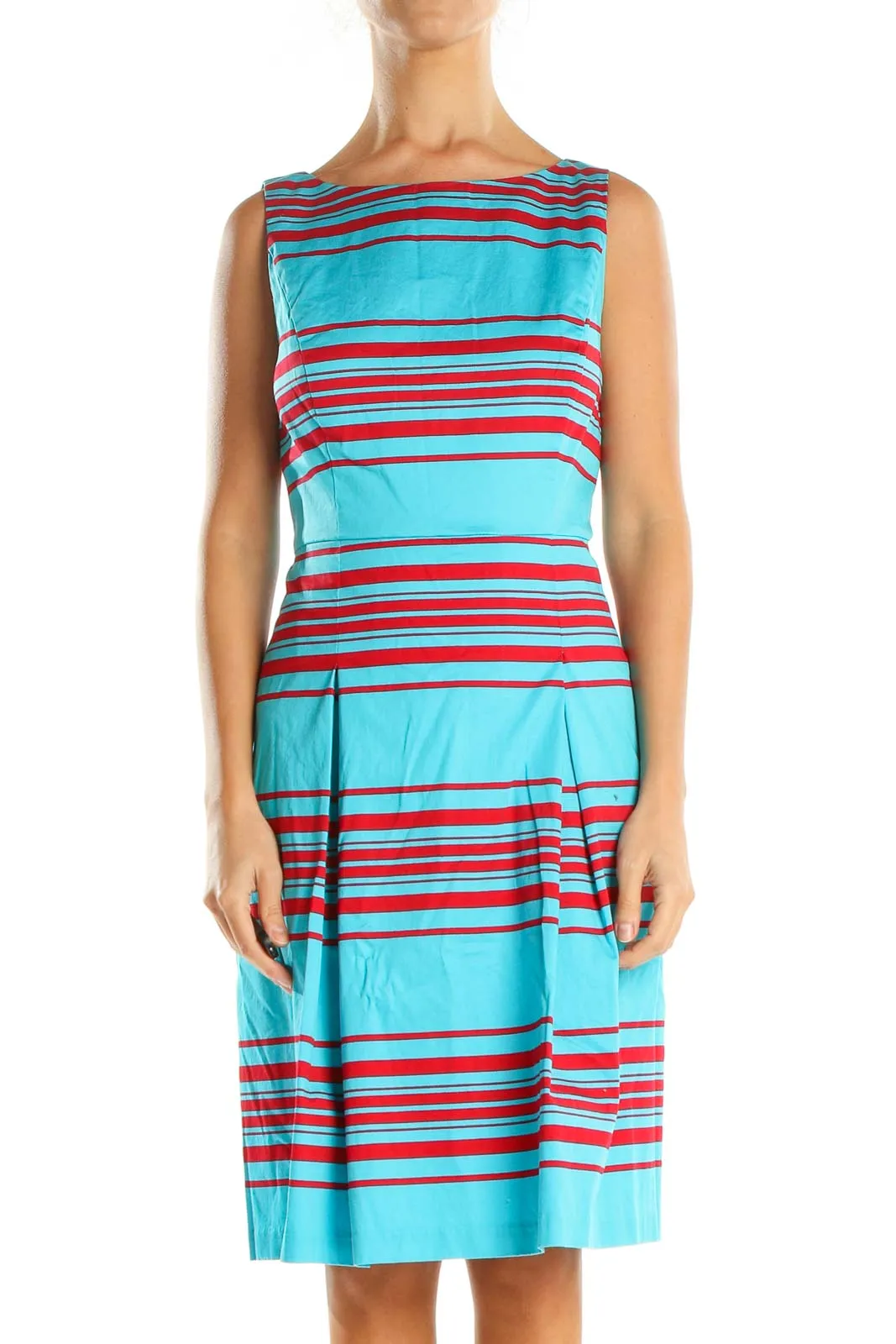 Blue Striped Classic Fit & Flare Dress