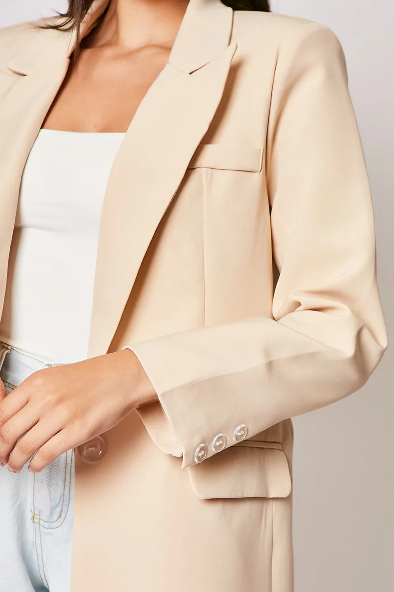 Breanna - Nude Tailored Oversized Blazer