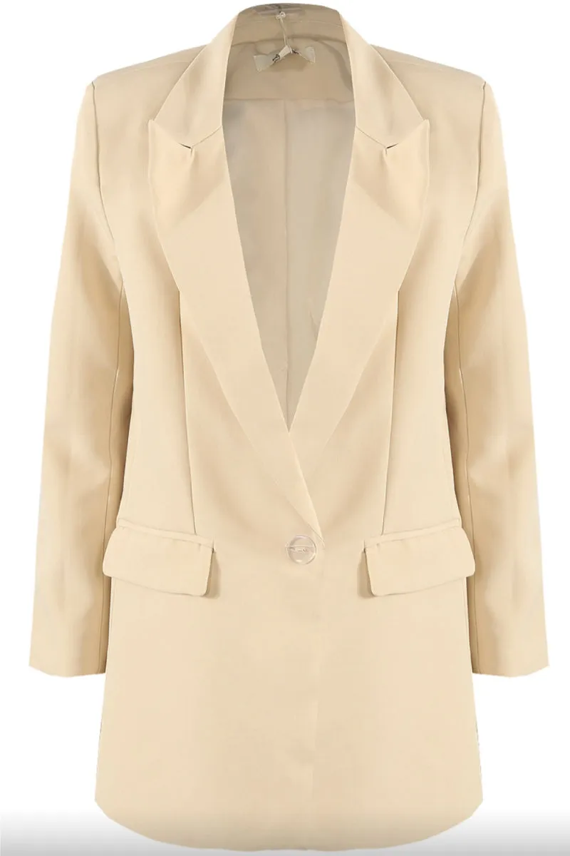 Breanna - Nude Tailored Oversized Blazer