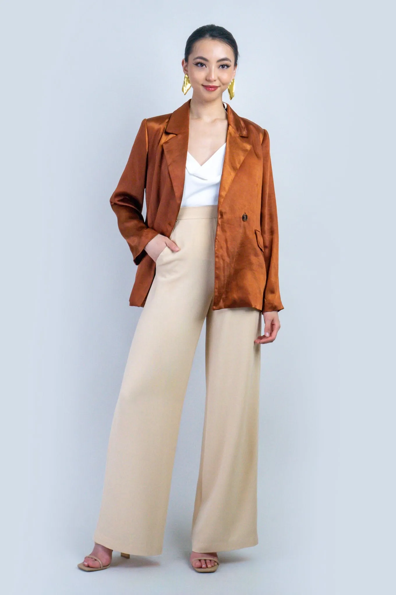 Bronze Satin Blazer Jacket