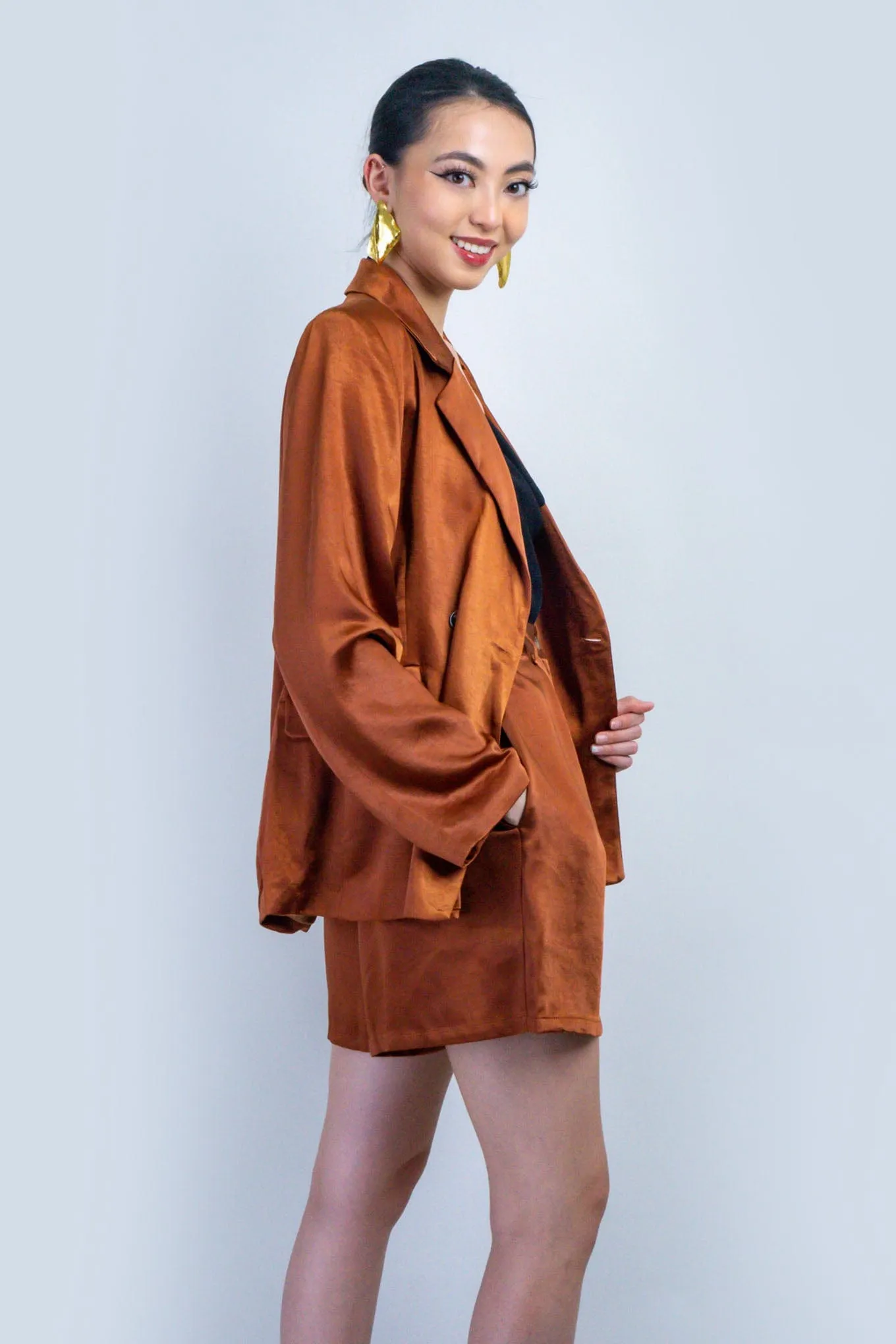 Bronze Satin Blazer Jacket