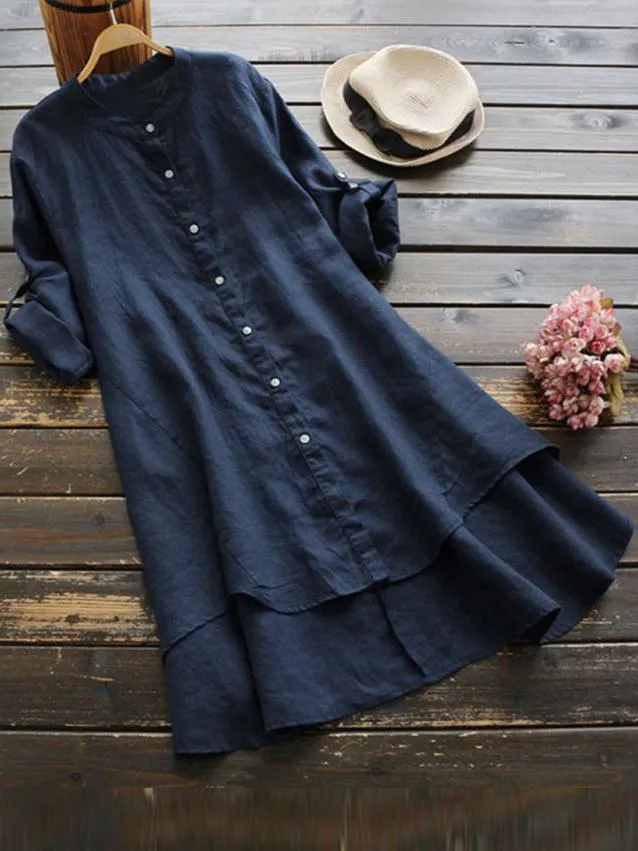 Casual Irregularity Hem Mini Shirt Dress