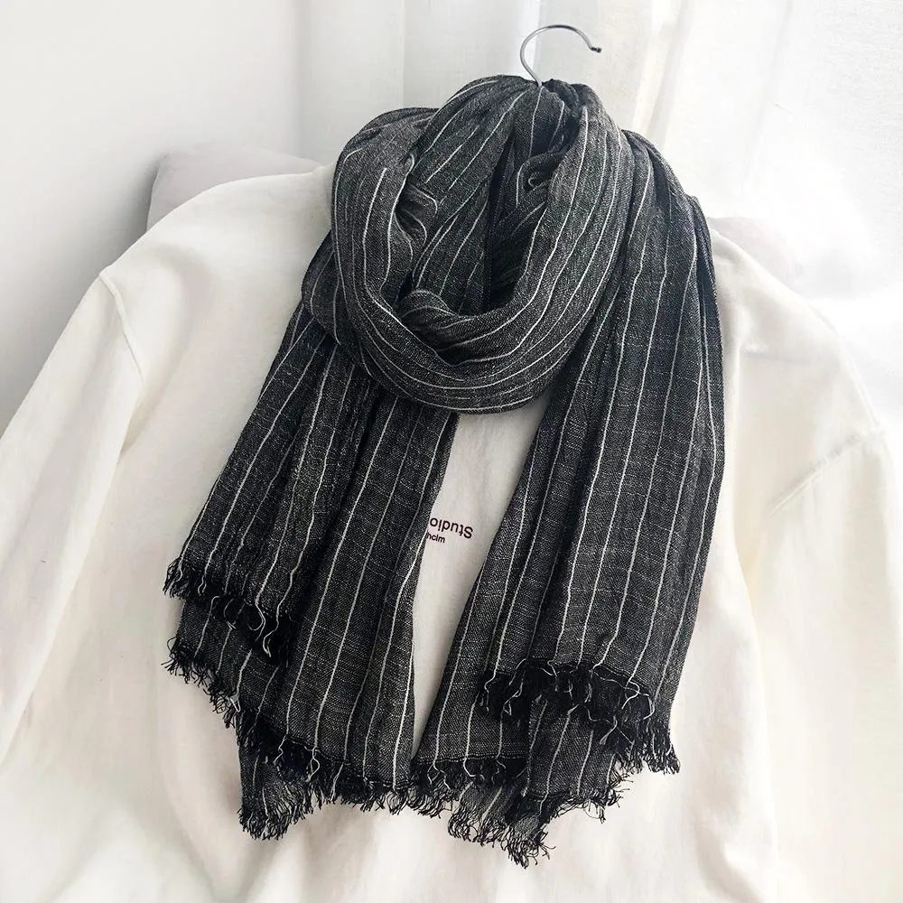 Casual Linen Stripe Scarf