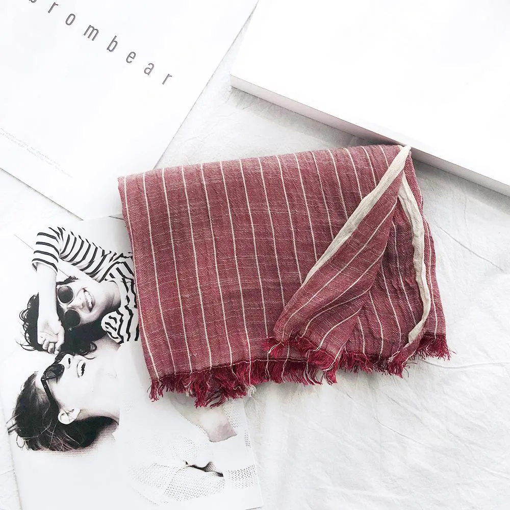 Casual Linen Stripe Scarf