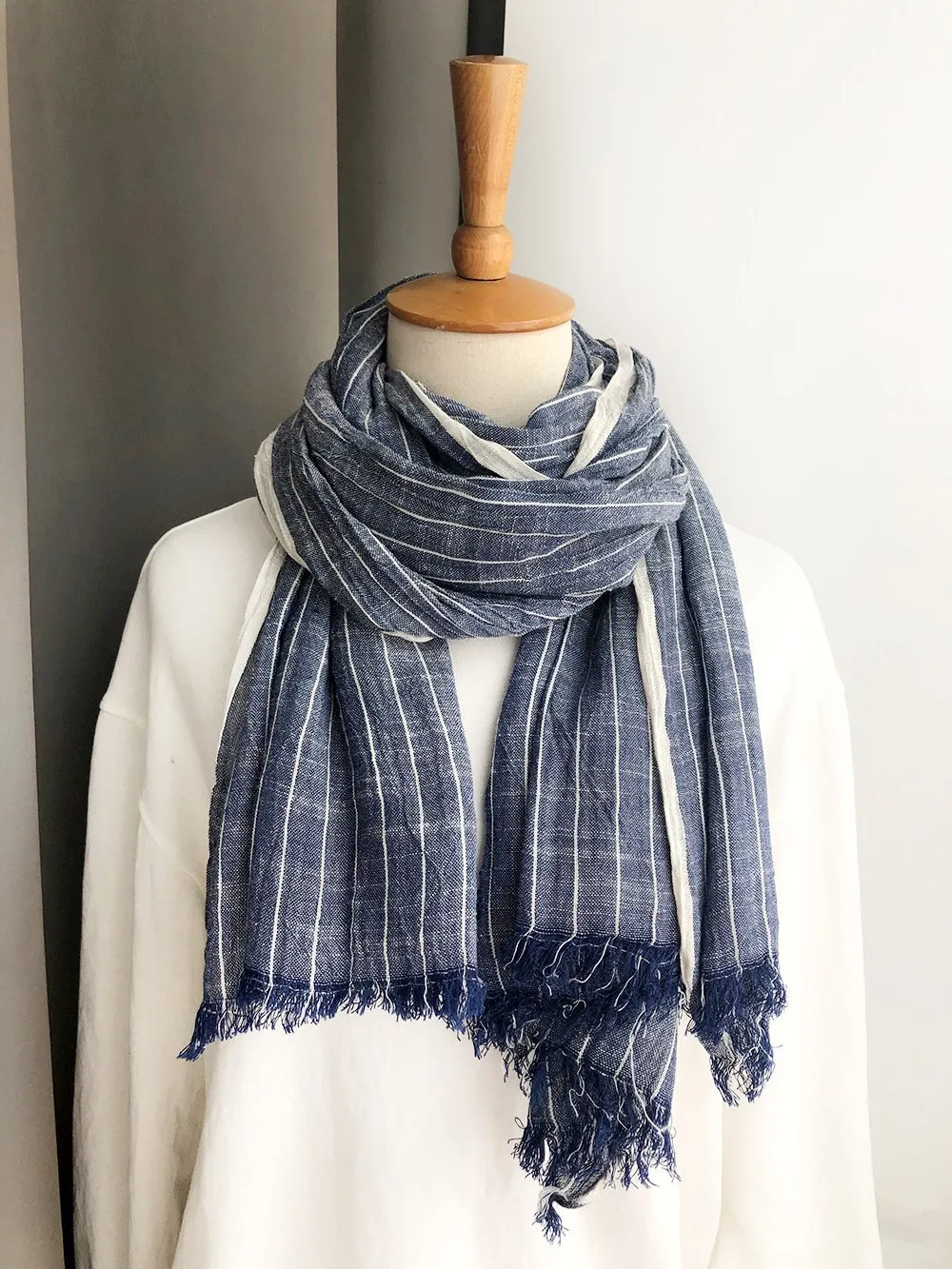 Casual Linen Stripe Scarf