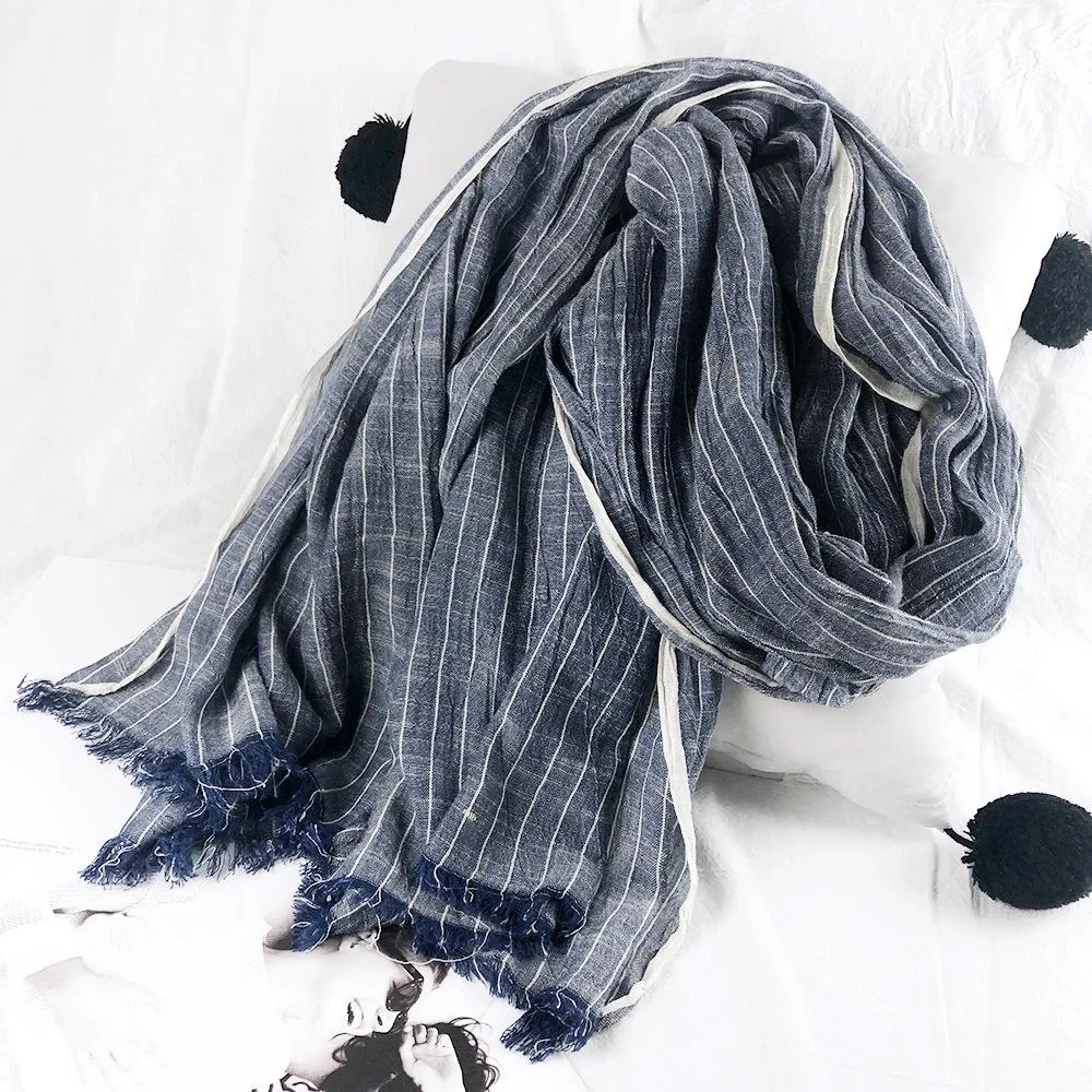 Casual Linen Stripe Scarf