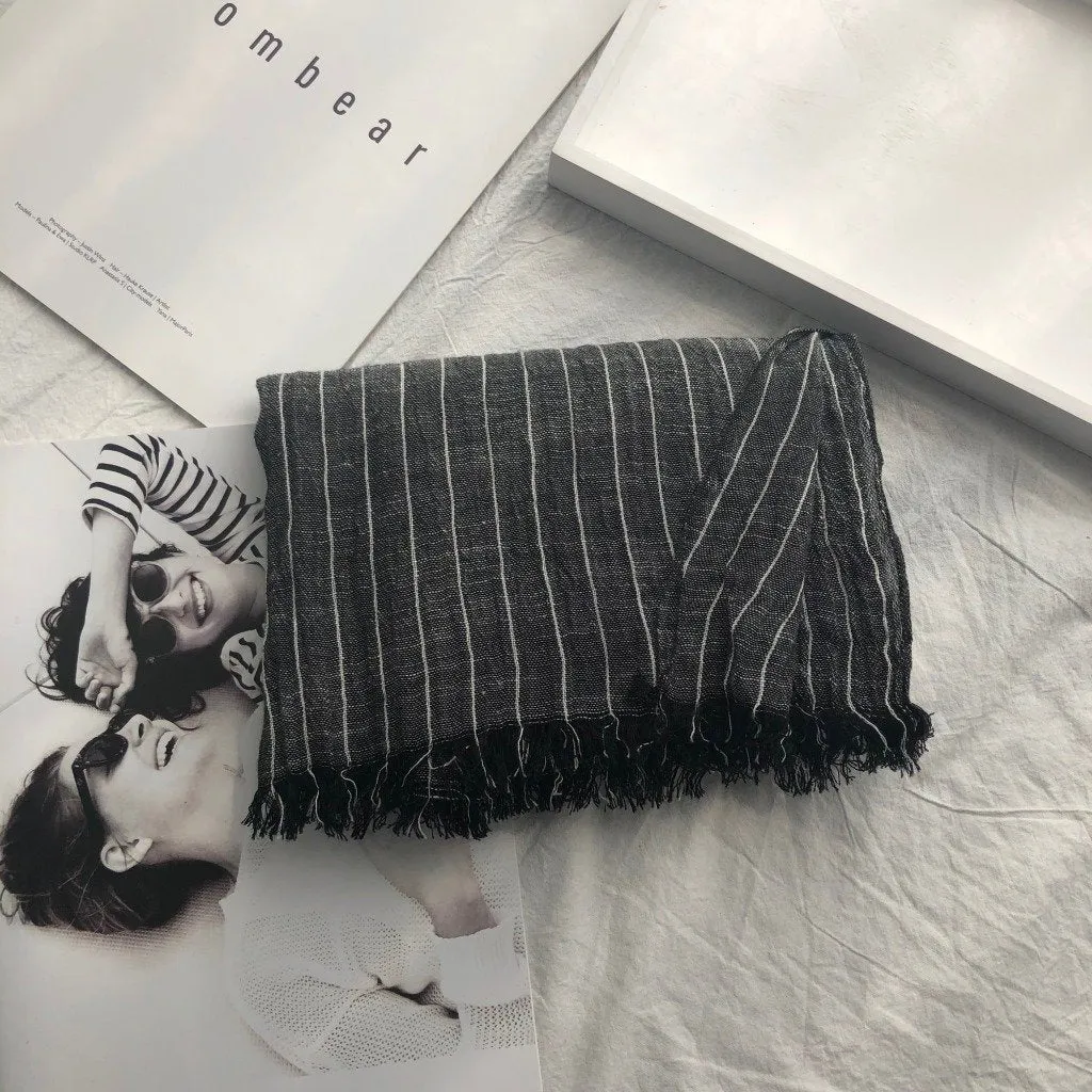 Casual Linen Stripe Scarf