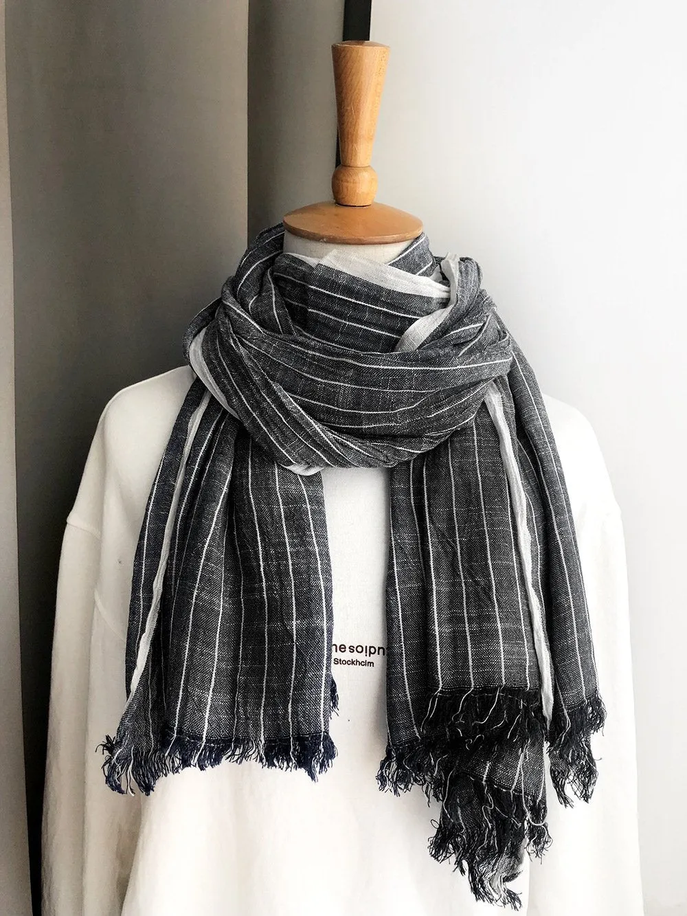 Casual Linen Stripe Scarf