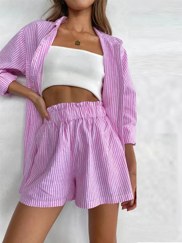 Casual Striped Long Sleeves Two-Piece Set