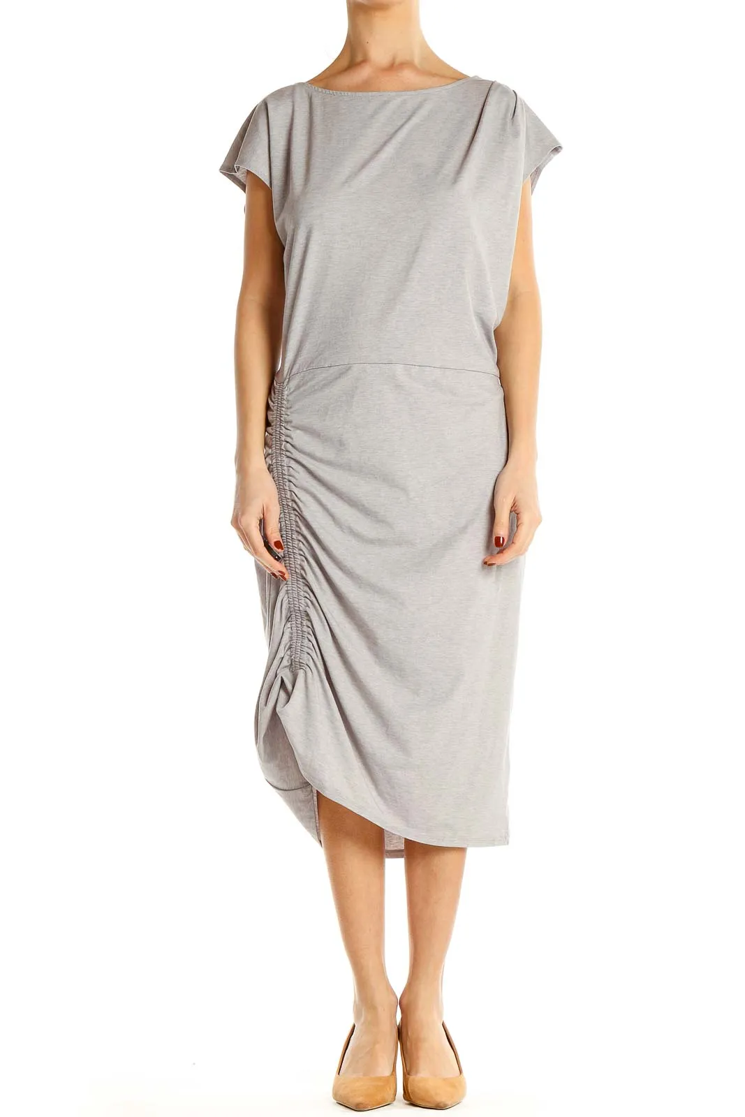 Cinched Gray Classic Sheath Dress