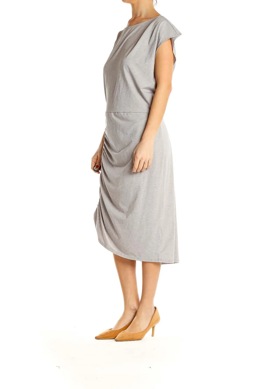 Cinched Gray Classic Sheath Dress