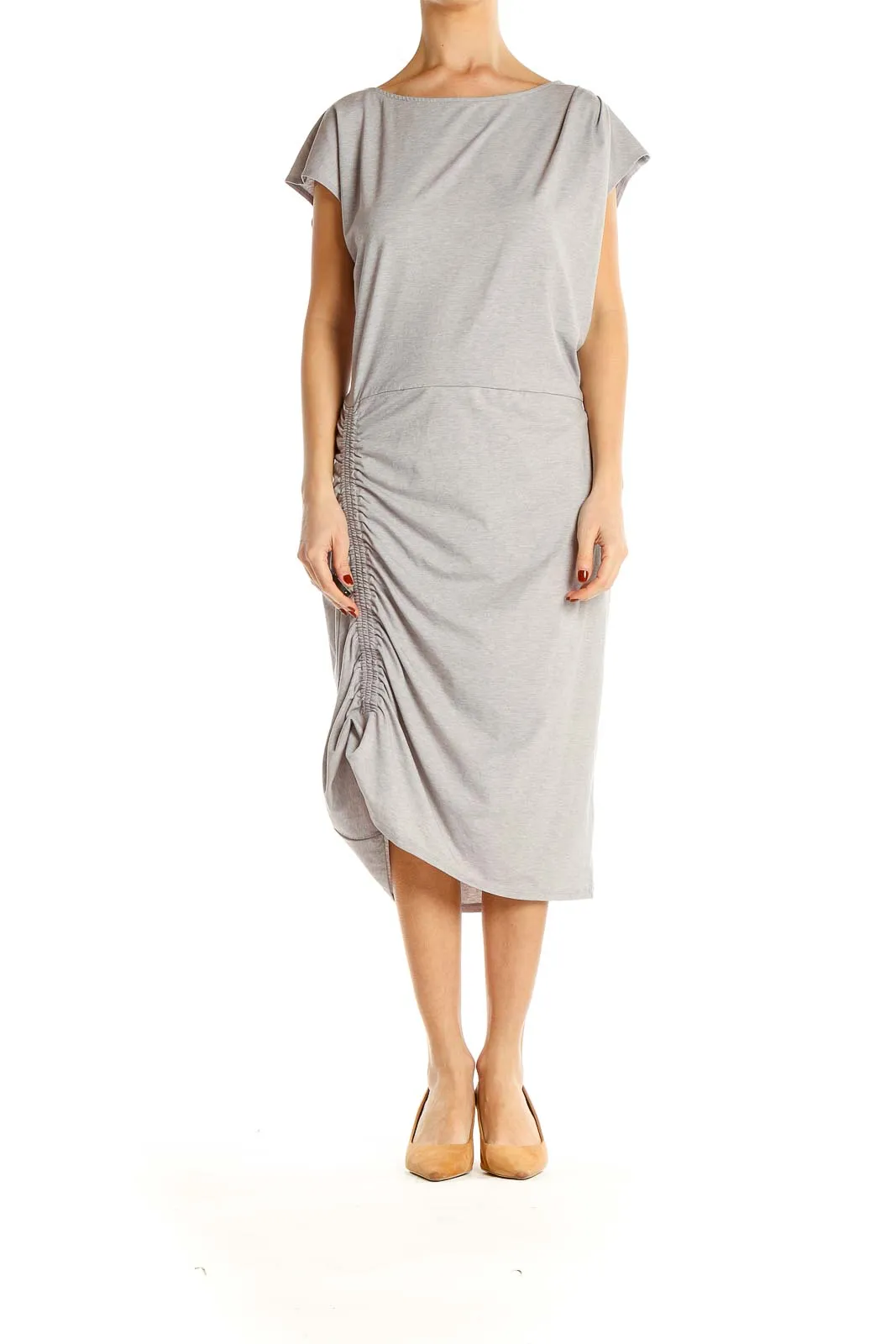 Cinched Gray Classic Sheath Dress