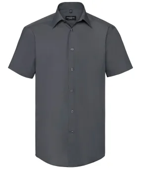 Convoy Grey - Short sleeve polycotton easycare tailored poplin shirt