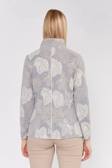 Dolcezza - Knit Jacket -Leaf print - Taupe   Cream