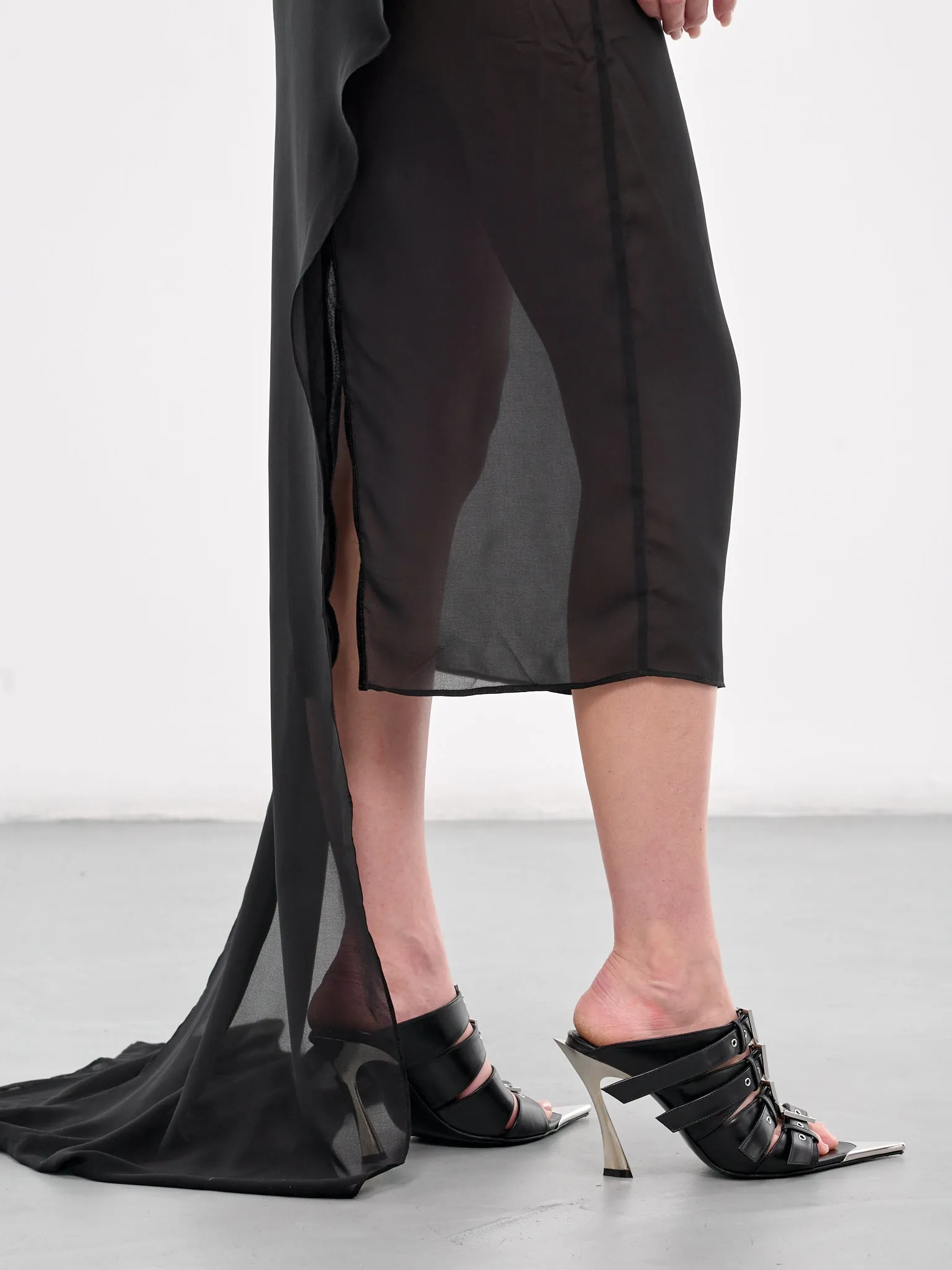 Draped Midi Skirt (SK-03BK-BLACK)