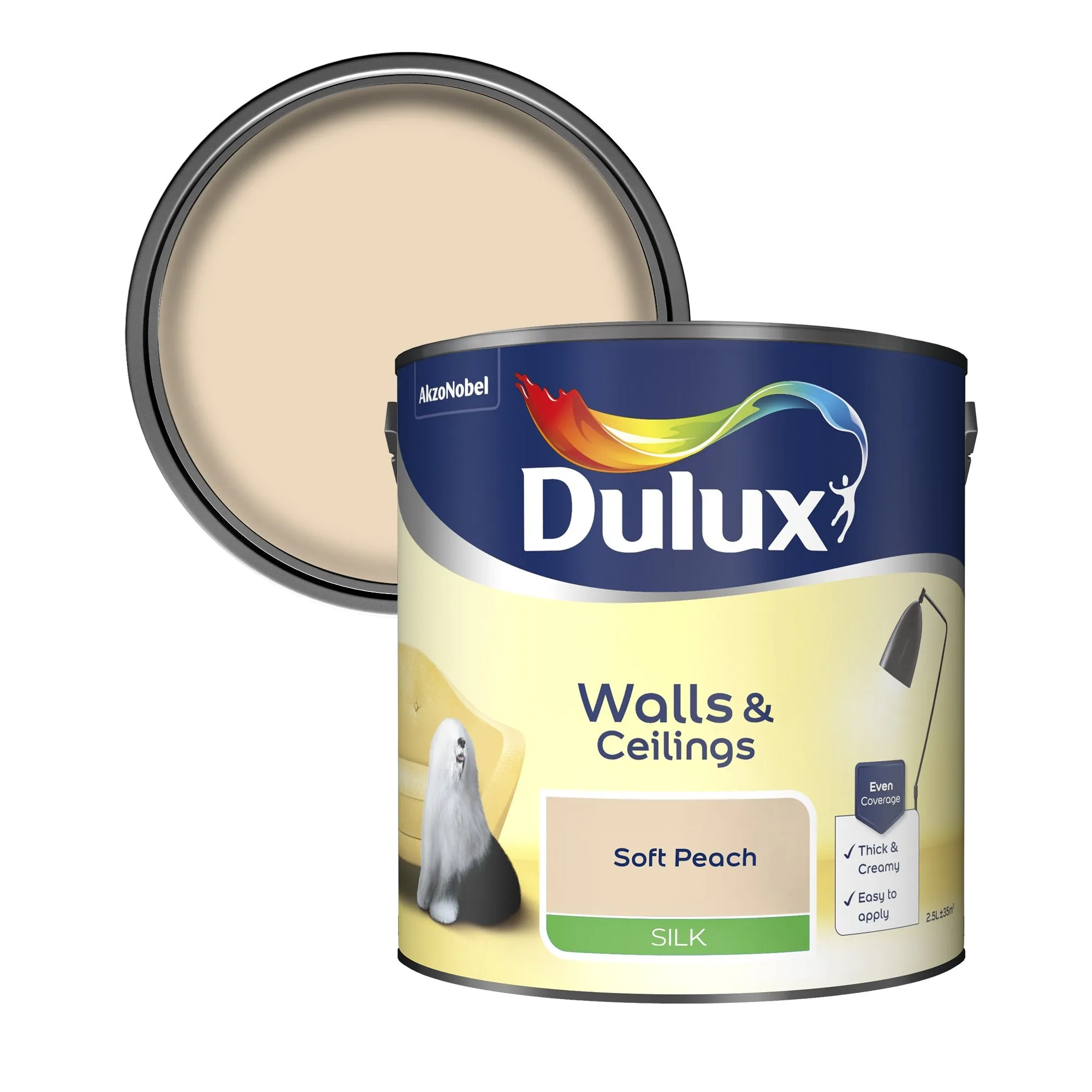 Dulux Silk Emulsion Paint For Walls And Ceilings - Soft Peach 2.5L