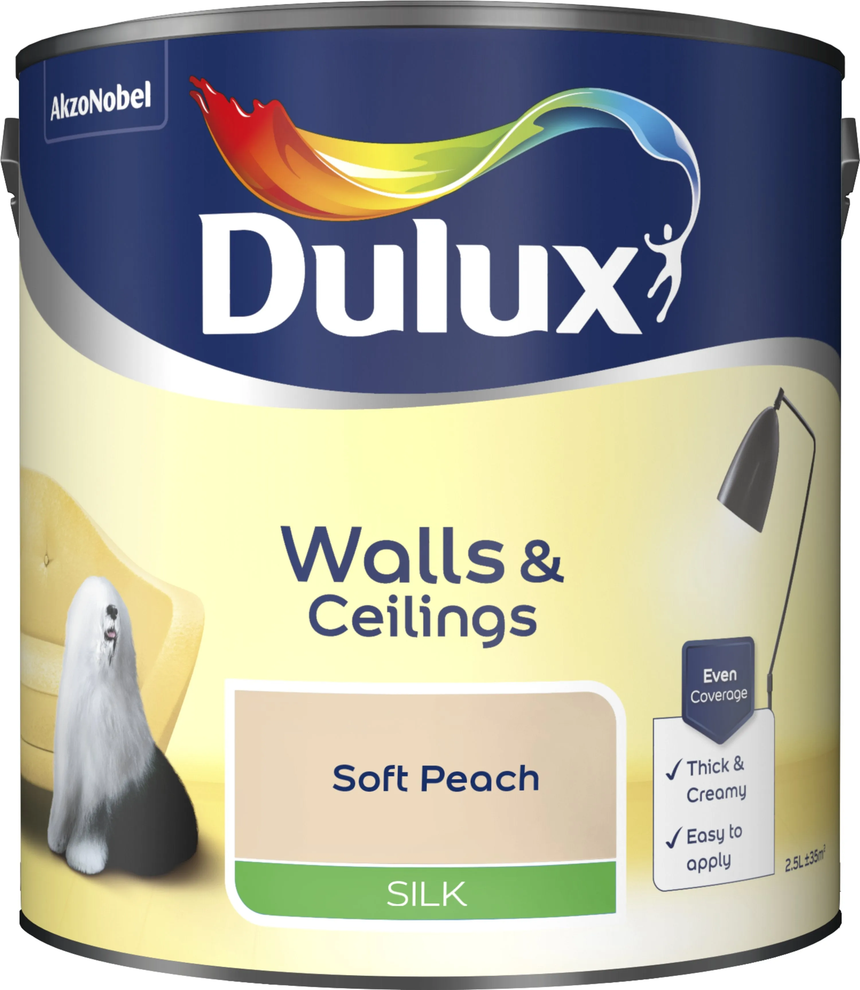 Dulux Silk Emulsion Paint For Walls And Ceilings - Soft Peach 2.5L