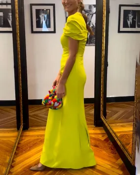 Elegant Fluorescent Yellow Party Dress