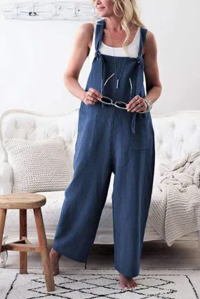 Fashion Pocket Front Square Neck Jumpsuit