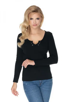 Fitted Long Sleeve Blouse  PeeKaBoo