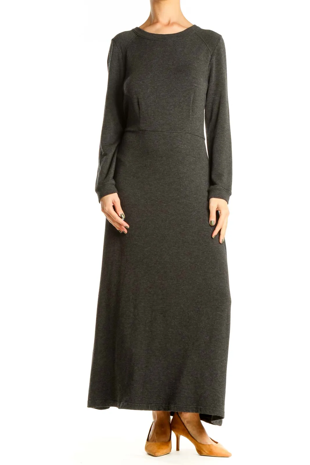 Gray Classic Long Sleeve Column Dress