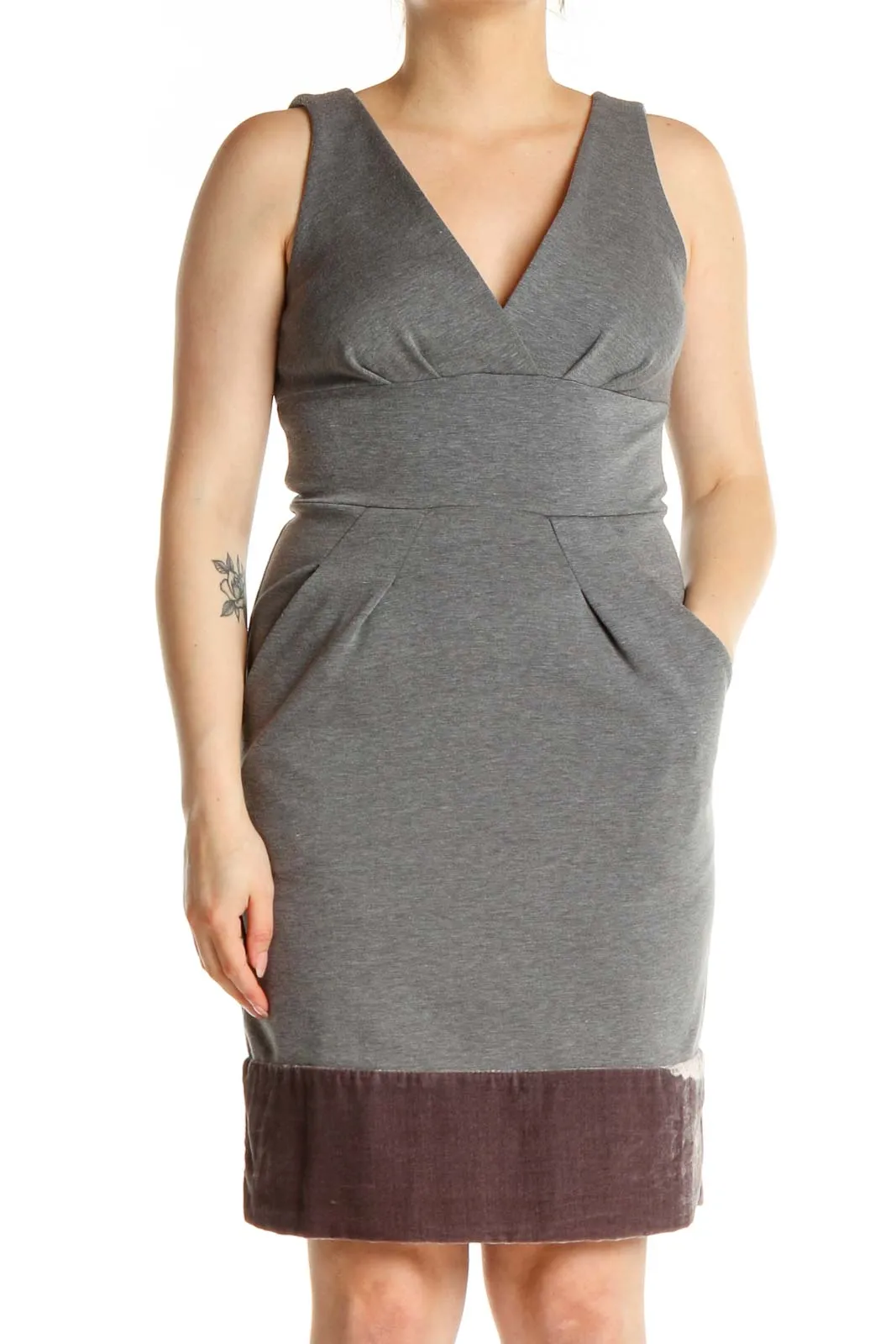 Gray Classic Sheath Dress