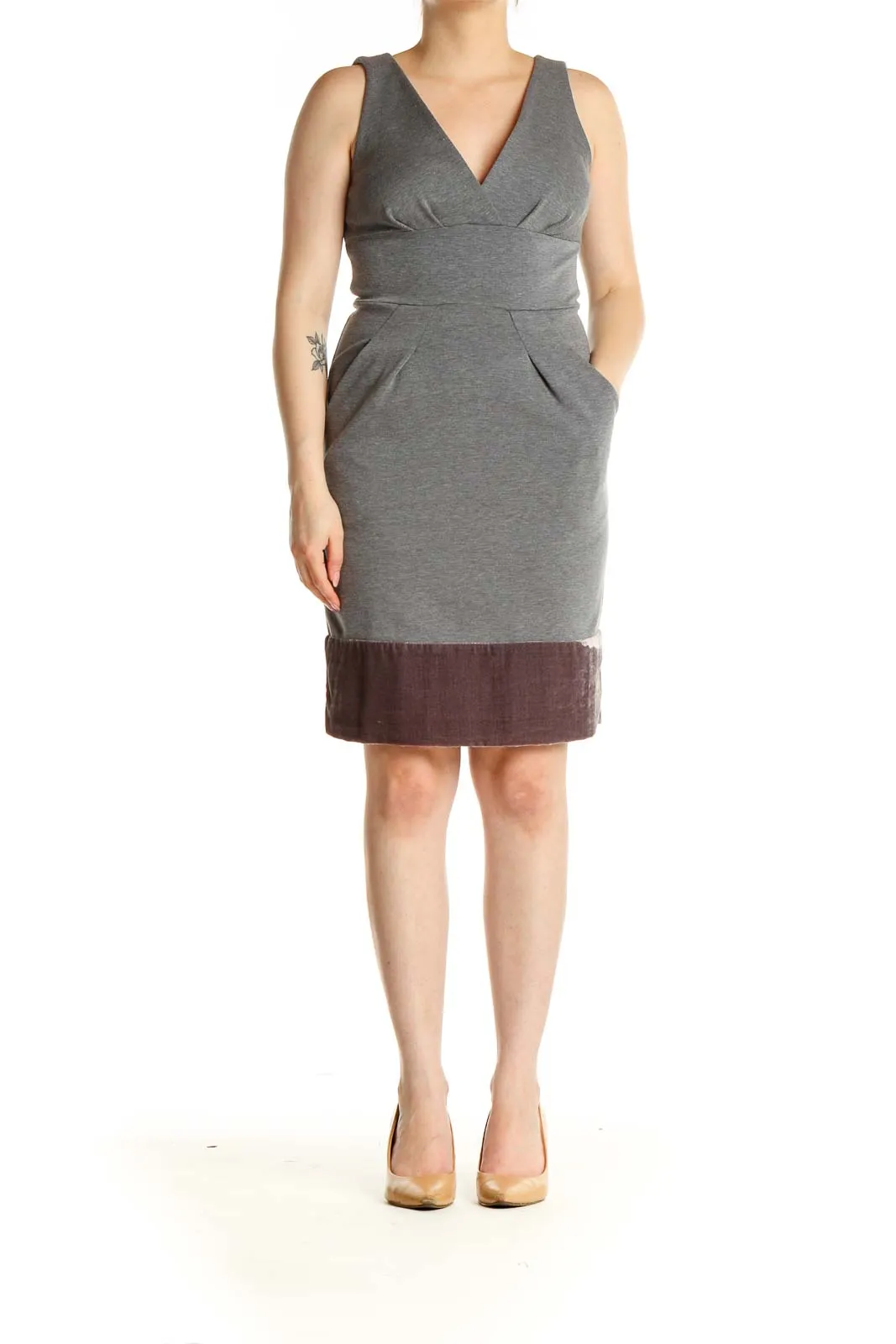 Gray Classic Sheath Dress