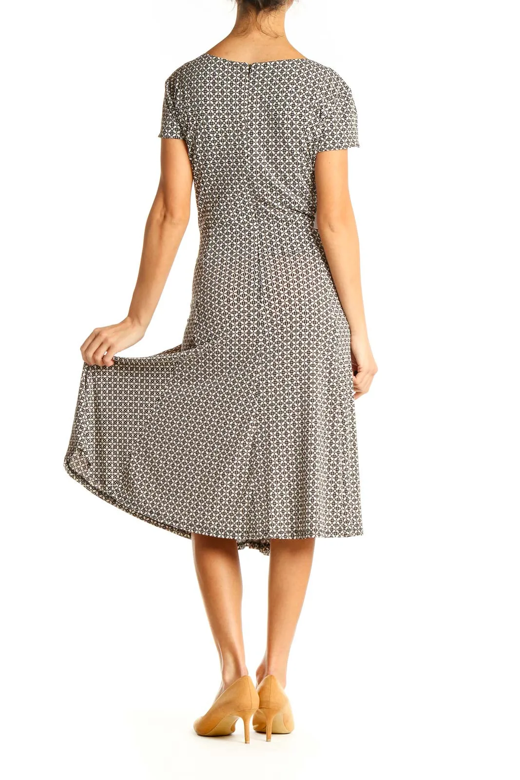 Gray Geometric Print Classic Dress