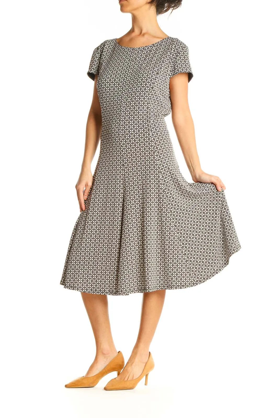 Gray Geometric Print Classic Dress