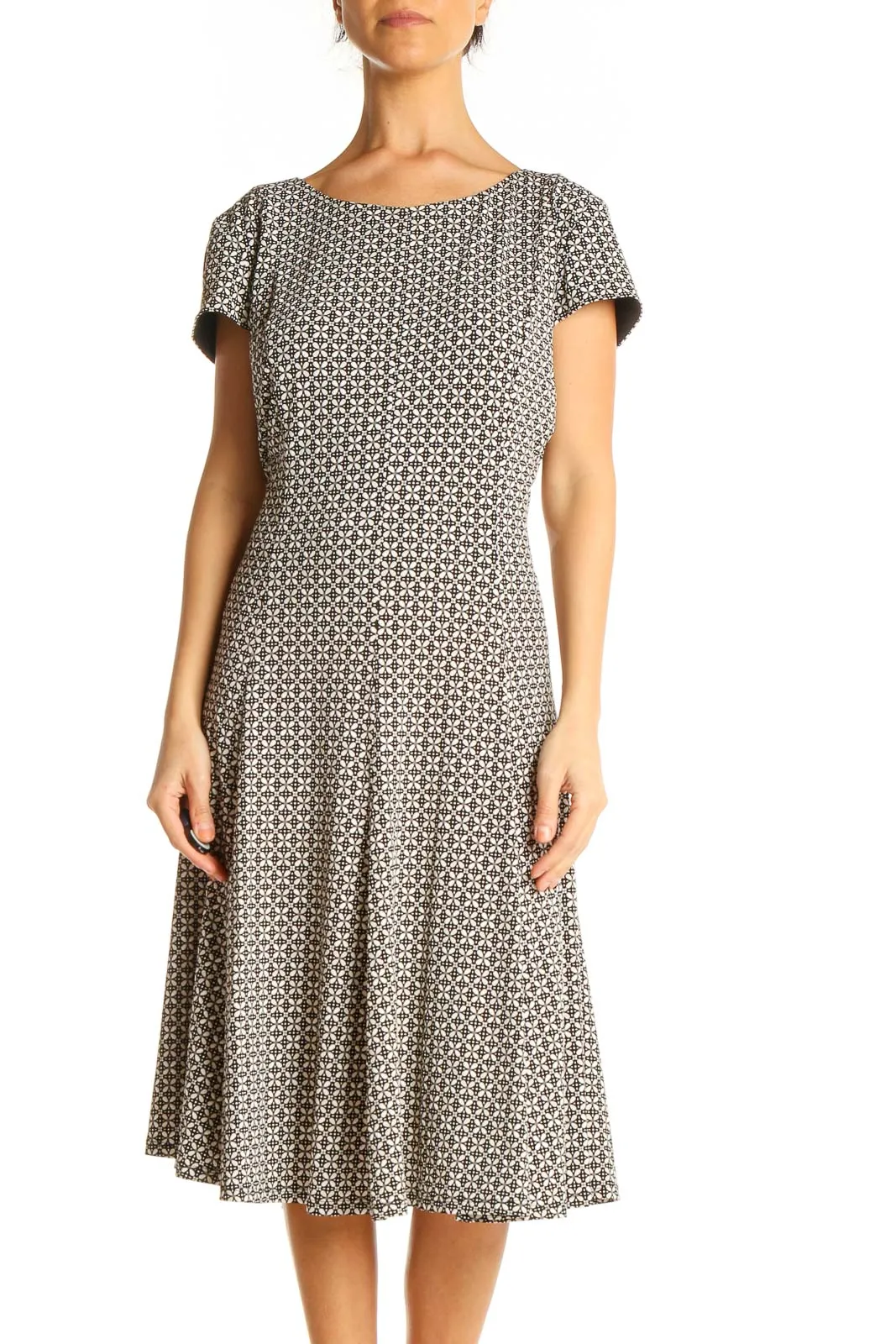 Gray Geometric Print Classic Dress