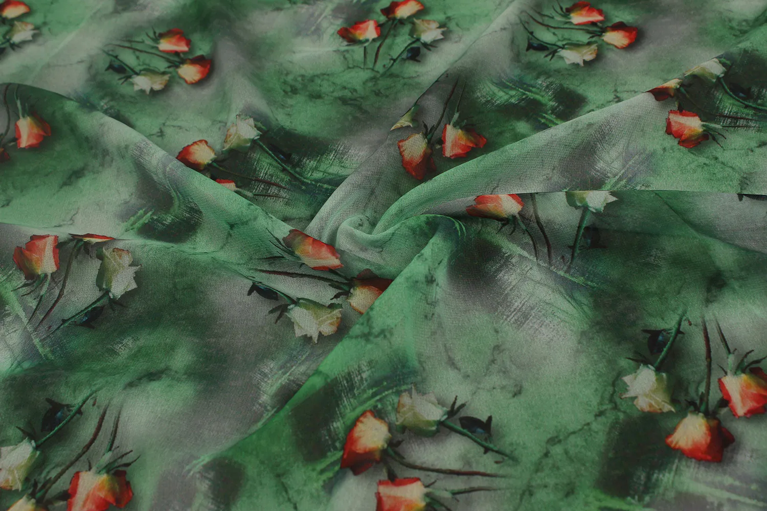 Green Printed Georgette Fabric