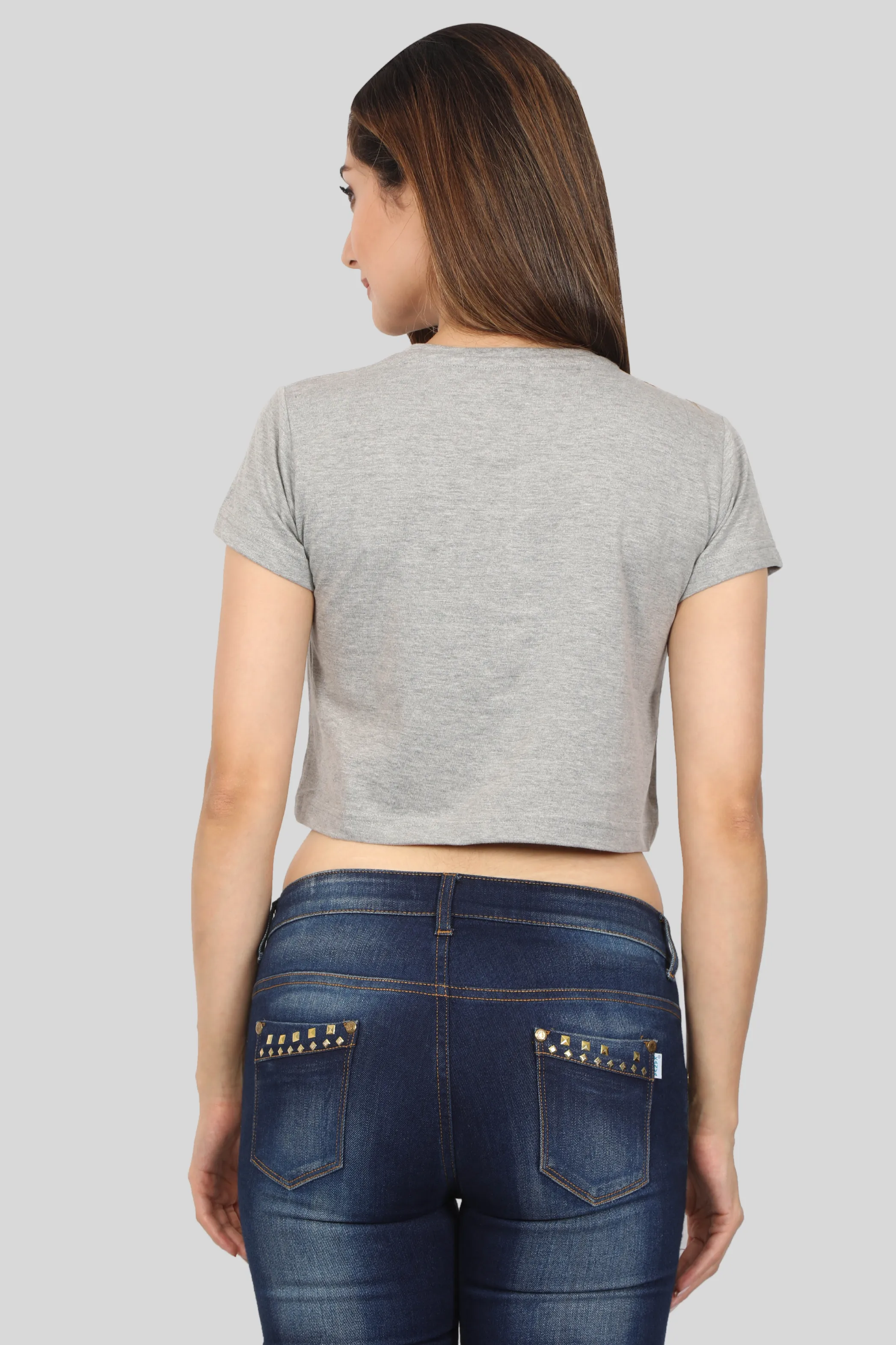 Grey Melange Crop Tops for women