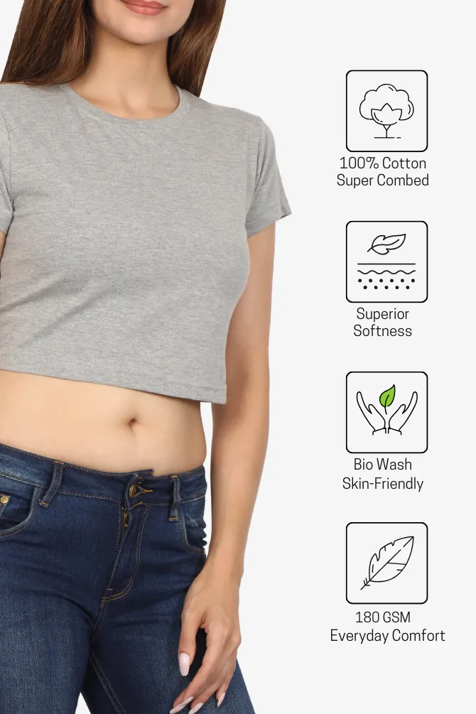 Grey Melange Crop Tops for women