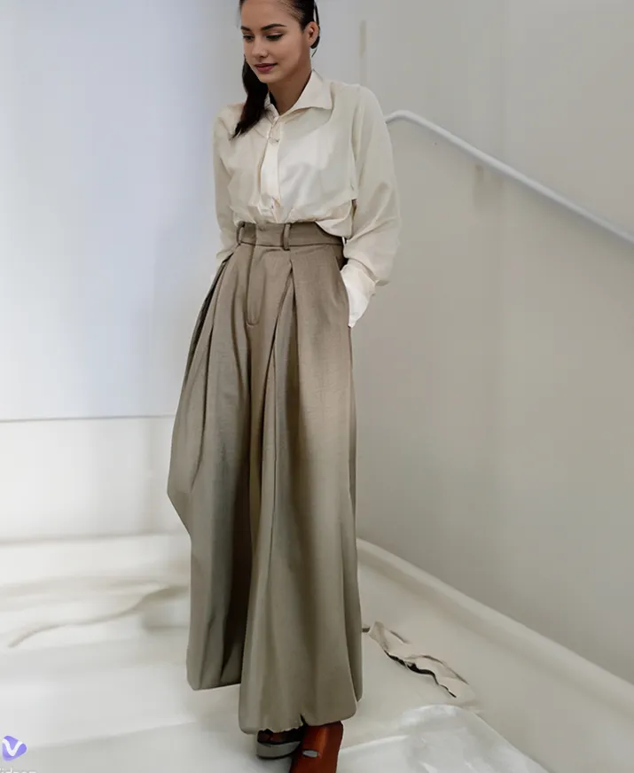 Hot Trending  2-piece Suit Office Women Pleated Wide Leg Pant Suit Sets