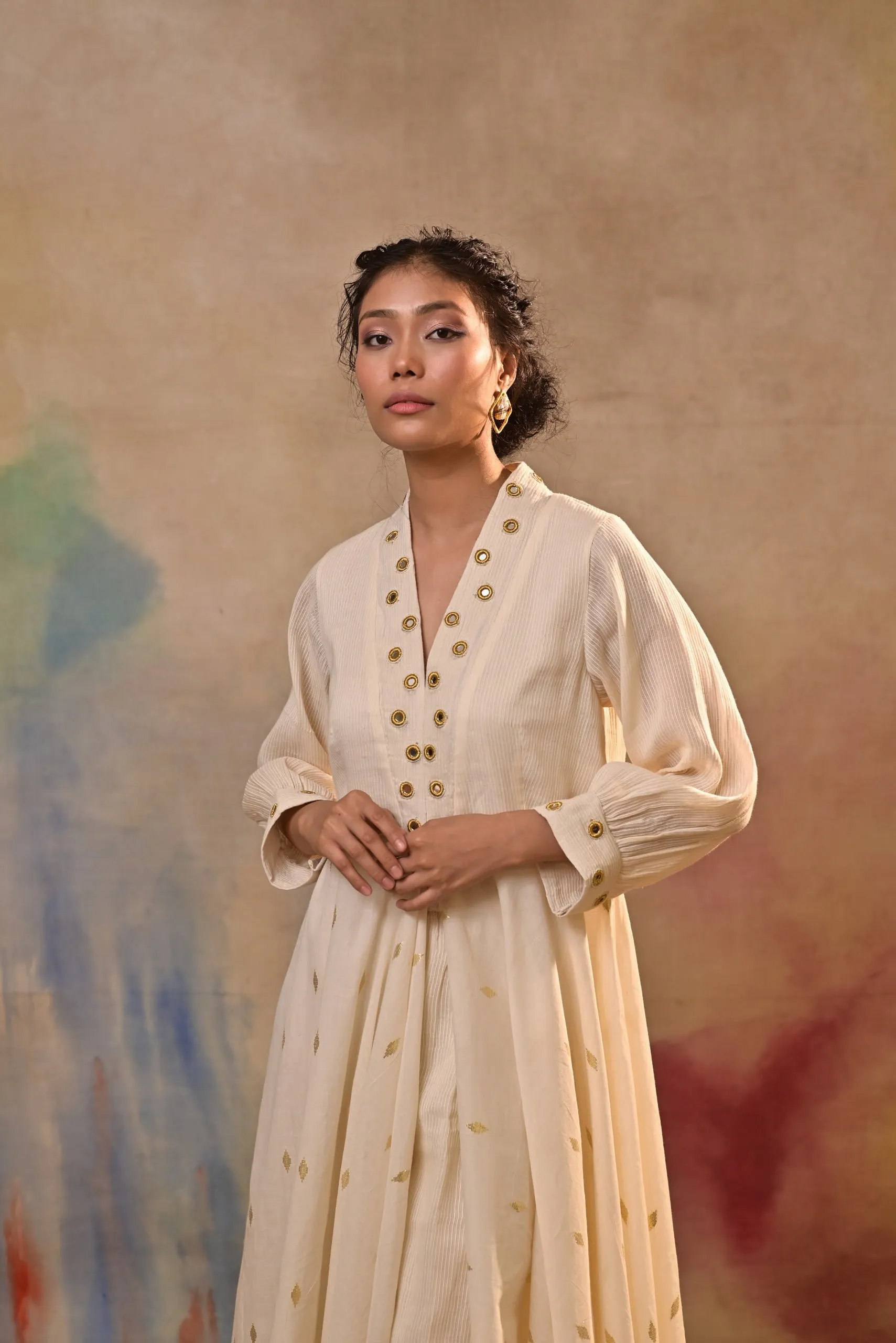 Ivory Gold Accent indo-western dress