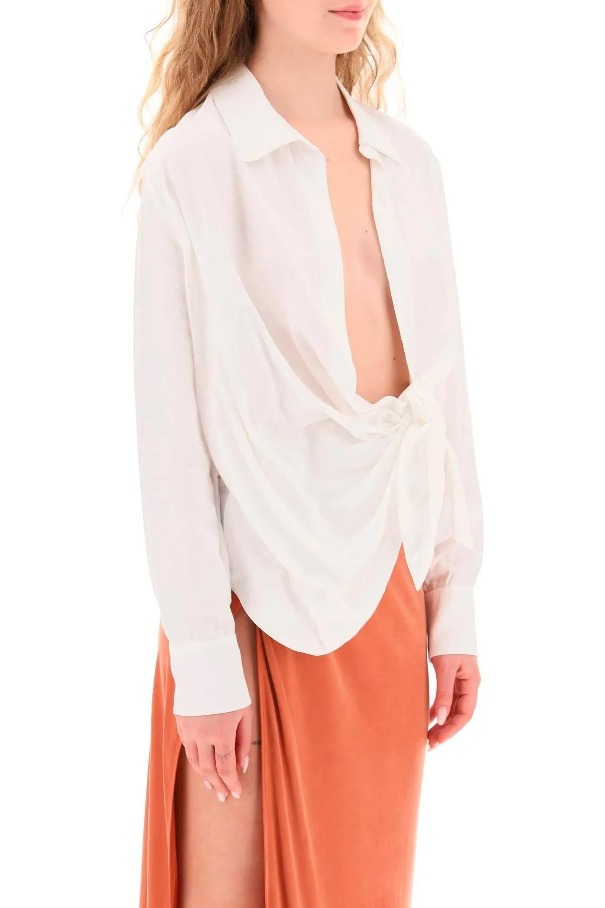 Jacquemus La Chemise Bahia Draped Blouse