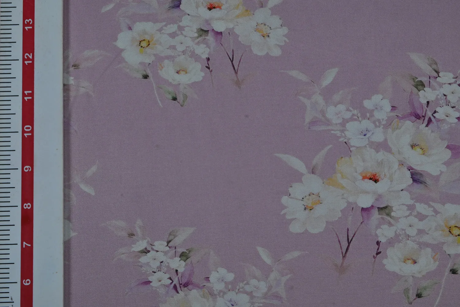 Light Purple Floral Printed Modal Viscose Blend Fabric