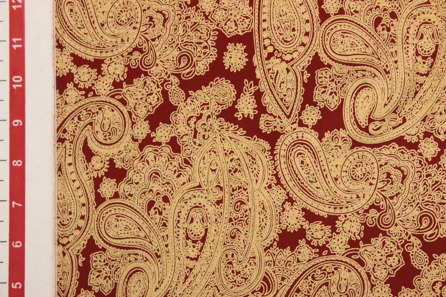 Maroon & Golden Cotton Poplin Fabric