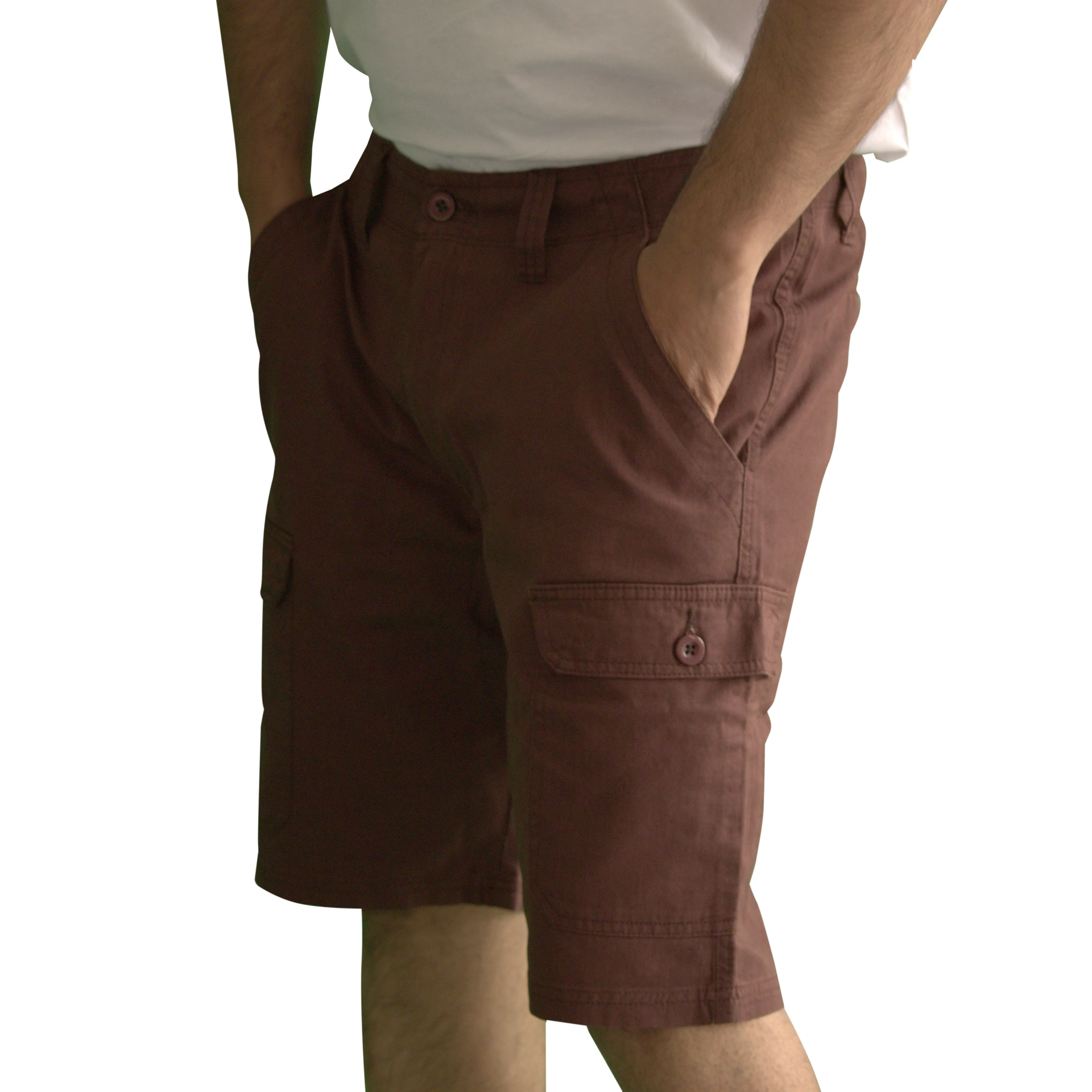 Men's Knee Touching Classic Cargo Short Pants (Brown)