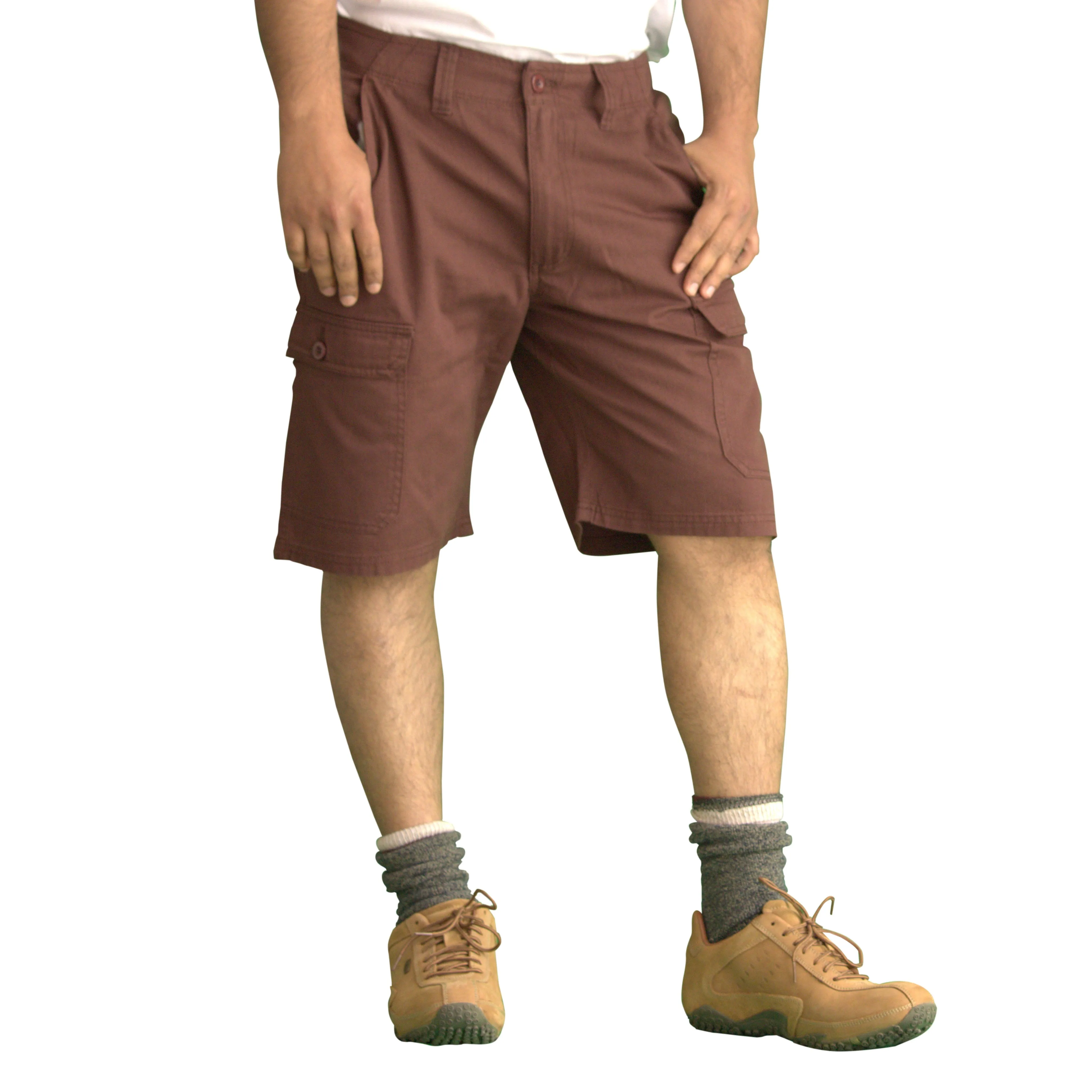 Men's Knee Touching Classic Cargo Short Pants (Brown)